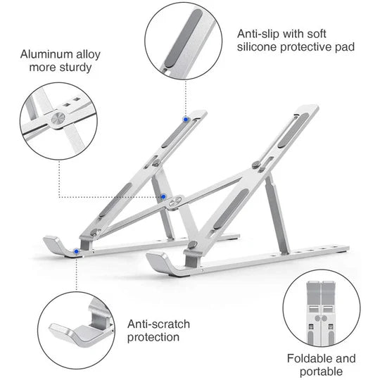 Aluminum Alloy Laptop Holder Stand Adjustable Foldable Portable