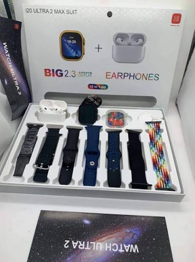 I20 Ultra Max 10-in-1 Smart Watch Bundle (Free Earbuds + 7 Straps)